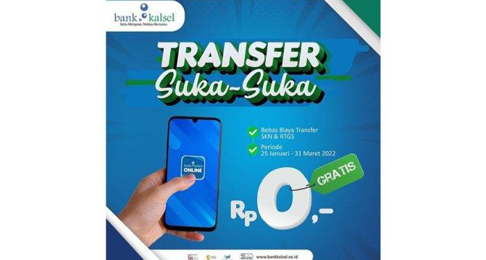 Transfer suka-suka di Bank Kalsel Online.