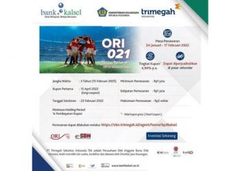 Iventasi Aman, Bank Kalsel Jual Surat Berharga Seri ORI021