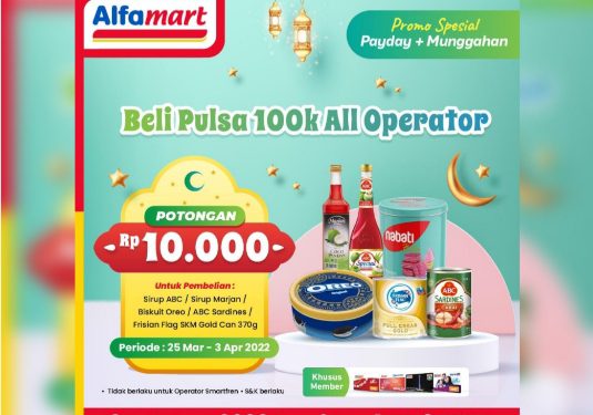 Promo menarik Alfamart untuk isi ulang pulsa 100K.