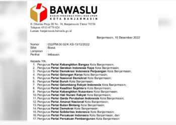 Bawaslu Banjarmasin Surati 17 Parpol Peserta Pemilu 