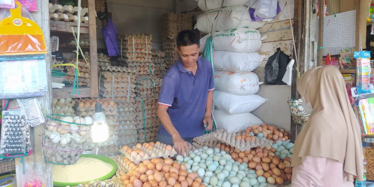 Pedagang telur ayam dan itik di Pasar Cemara. (foto : shn/seputaran)