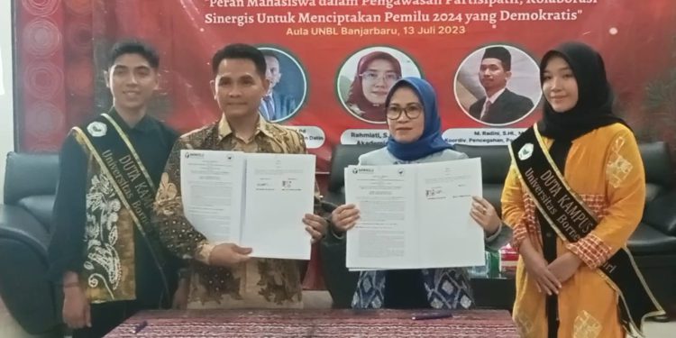 Bawaslu Kalsel MoU dengan Universitas Borneo Lestari. (foto : sdy/seputaran)