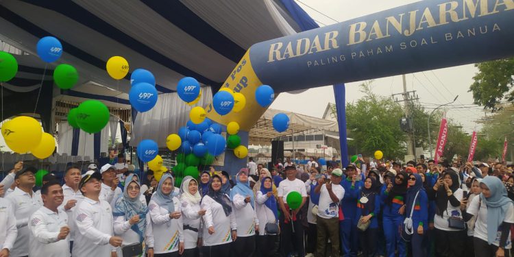 Lomba gerak jalan yang digelar Dishub Banjarmasin dalam rangka Harhubnas dan Harjad Banjarmasin. (foto : shn/seputaran)