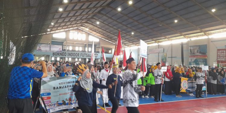 Pembukaan Porseni Guru di Borneo Indoor Futsal. (foto : shn/seputaran)