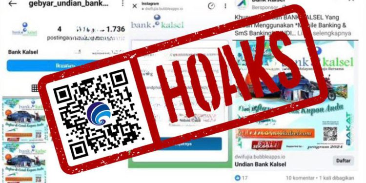 Gebyar undian mengatasnamakan Bank Kalsel dipastikan Hoaks. (foto : istimewa)