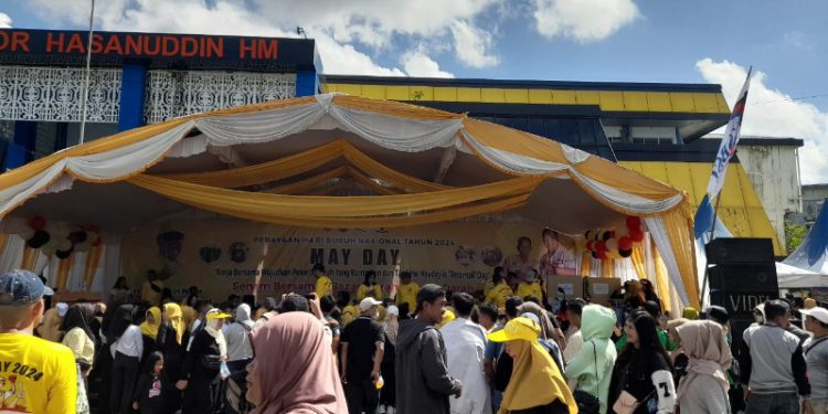 Peringatan May Day di Banjarmasin yang diisi dengan kegiatan positif. (foto : shn/seputaran)