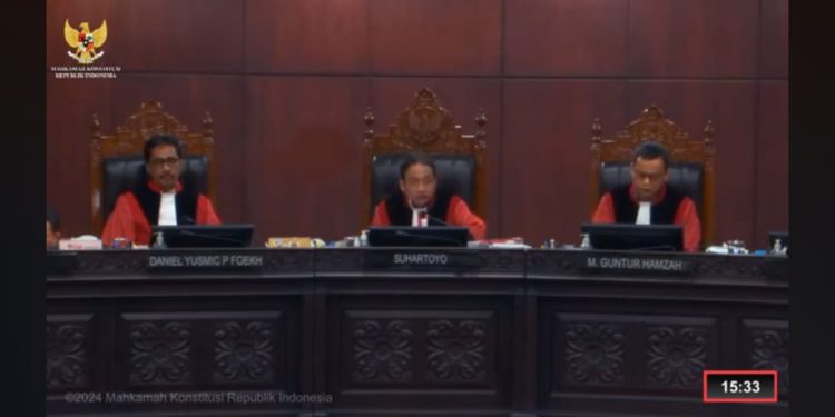 Sidang PHPU MK untuk tahap pembuktian anggota DPRI RI, DPD, DPRD Provinsi, Kabupaten/Kota Kalimantan Selatan, No. Perkara 196-01-14-22/PHPU.DPR-DPRDXXII/2024. (foto : istimewa)