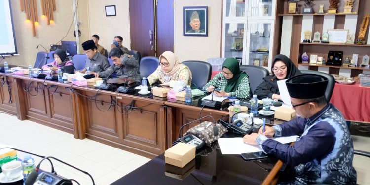 Pansus IV DPRD Kalsel saat rapat pembahasan Raperda tentang Hasil Pengelolaan Kekayaan Daerah yang Dipisahkan dan Lain-Lain PAD yang Sah. (foto : istimewa)