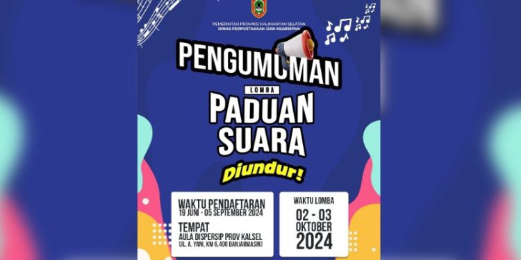 Pengumuman lomba paduan suara Dispersip Kalsel yang diperpanjang. (foto : istimewa)