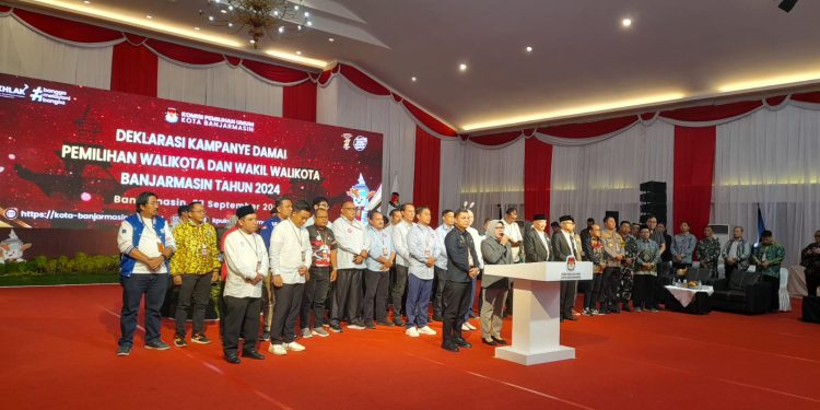 Deklarasi Kampanye Damai Pilwali Banjarmasin yang digelar KPU Banjarmasin. (foto : shn/seputaran)