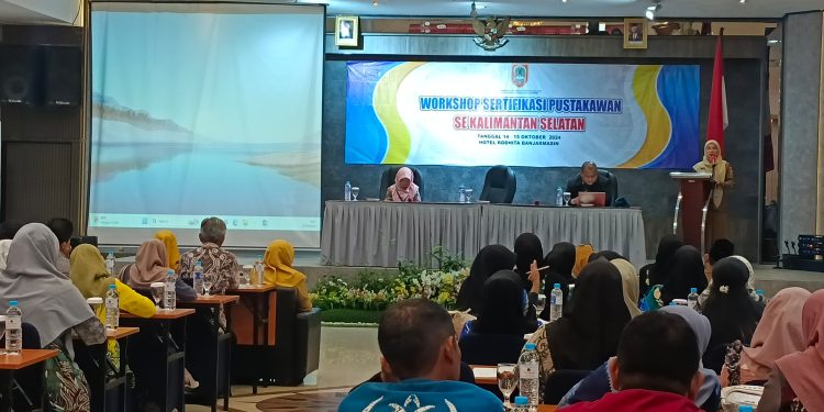 Workshop Sertifikasi Pustakawan yang digelar Dispersip Kalsel. (foto : istimewa)