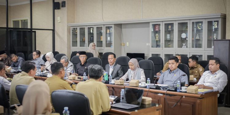 Ketua Komisi II DPRD Kalsel Muhammad Yani Helmi saat memimpin rapat dengan mitra kerjanya di lingkungan Pemprov Kalsel. (foto : istimewa)