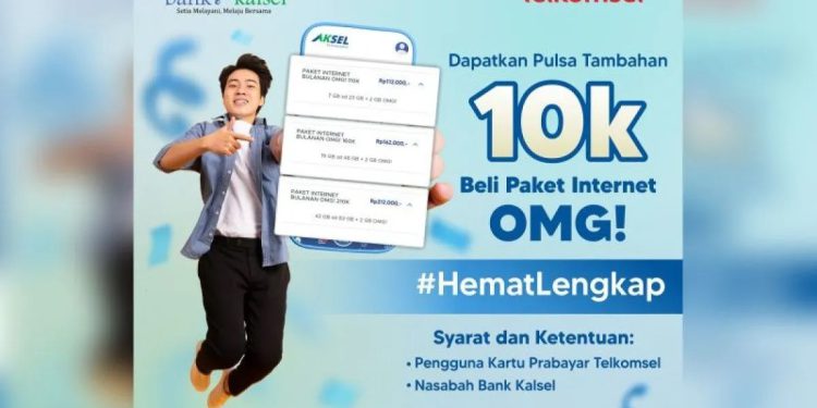 Promo pulsa Rp10 ribu pengguna telkomsel dari Aksel by Bank Kalsel. (foto : istimewa)