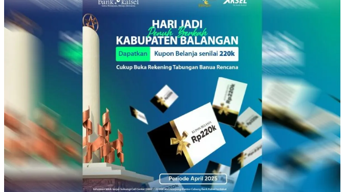 Penawaran Bank Kalsel dengan kupon belanja untuk meriahkan Harjad Balangan. (foto : Bank Kalsel)
