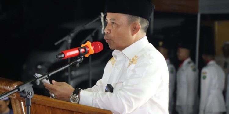 Bupati Tapin H Yamani saat sambutan pada pembukaan MTQ tingkat Kabupaten Tapin. (foto : istimewa)