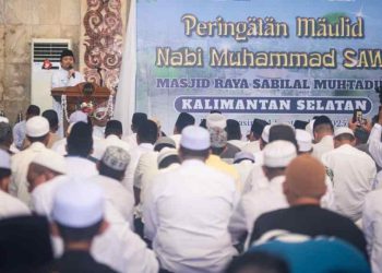 Maulid Nabi di Masjid Sabilal Muhtadin, Wagub Hasnuryadi Ajak Umat Tingkatkan Keimanan 