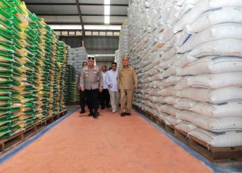 Kunjungi Gudang Bulog, Gubernur H Muhidin dan Kapolda Rosyanto Yudha Monitoring Stok Beras Layak Konsumsi