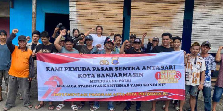 Polda Kalsel menggandeng kelompok pemuda Pasar Sentra Antasari Kota Banjarmasin.  (foto : putza/seputaran)