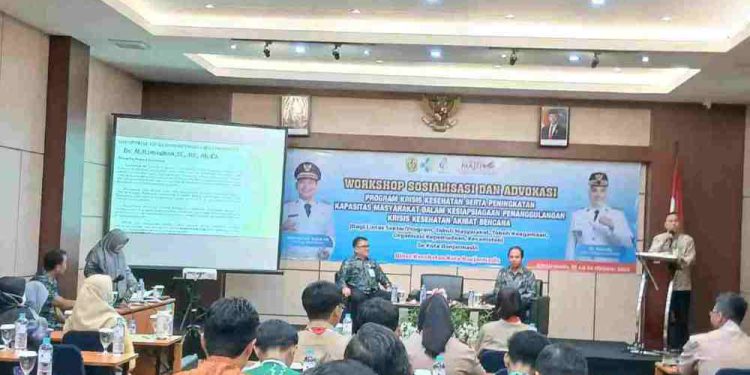 Sosialisasi dan Advokasi Program Krisis Kesehatan dan Peningkatan kesiapsiagaan masyarakat dalam menanggulangi akibat bencana. (foto : shn/seputaran)