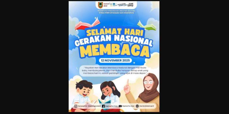 Ajakan Dispersip Kalsel di momen Hari GNM. (foto : istimewa)