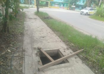 Tutup Drainase di Jalan Dharma Praja Hilang Lagi