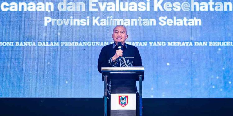 Gubernur Kalsel H Muhidin saat memberikan sambutan pada kegiatan. (foto : Adpim Kalsel)