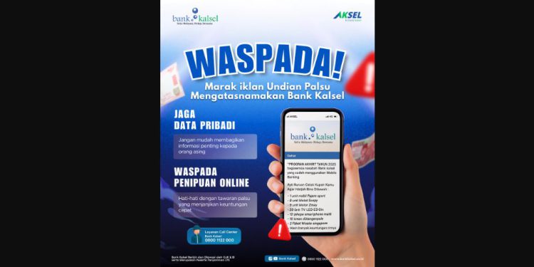 Imbauan waspada penipuan. (foto : Bank Kalsel)
