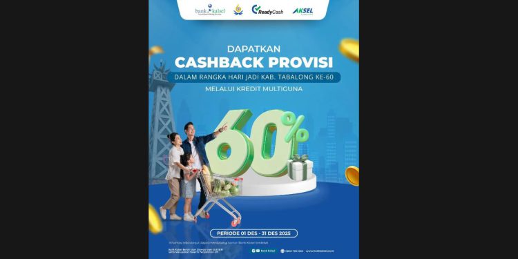 Program spesial Bank Kalsel berupa Cashback Provisi Kredit Multiguna hingga 60 persen. (foto : Bank Kalsel)
