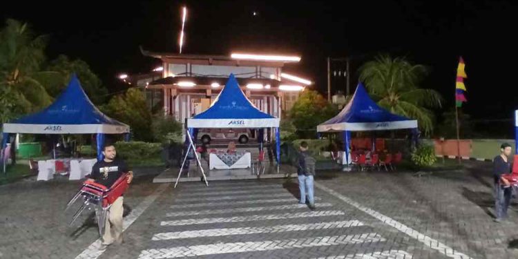 Posko rest area di kawasan Perpus Palnam. (foto : shn/seputaran)