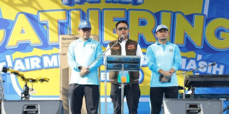 Walikota Banjarmasin HM Yamin saat sambutan pada HUT ke-53 PAM Bandarmasih. (foto : shn/seputaran)