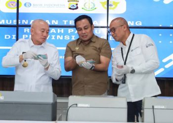 Gubernur Kalsel Bersama Forkopimda dan Forum Botasupal Musnahkan Uang Palsu