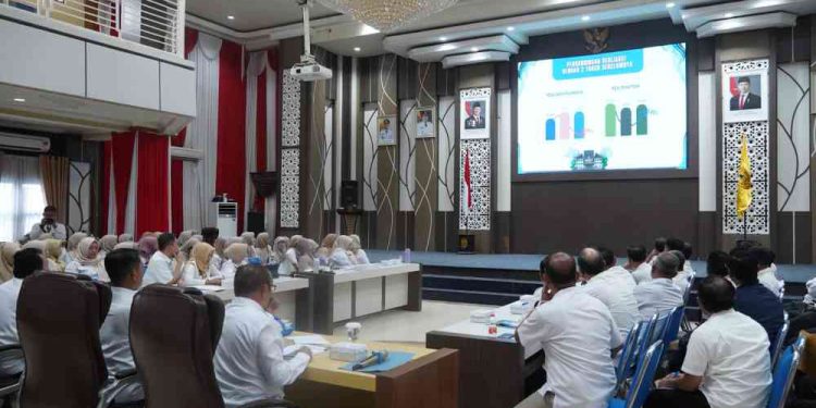 Rakor dan Evaluasi Program Prioritas Pembangunan Triwulan I di Aula Kayuh Baimbai. (foto : shn/seputaran)