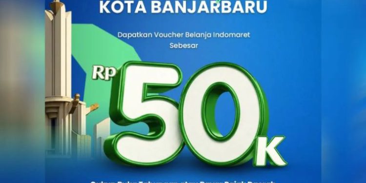 Bank Kalsel bagi voucher Rp 50 ribu dalam rangka Harjad Banjarbaru. (foto : istimewa)