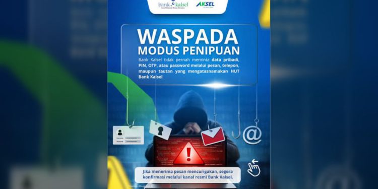 Imbauan Bank Kalsel kepada nasabah untuk tidak membagikan OTP. (foto : istimewa)
