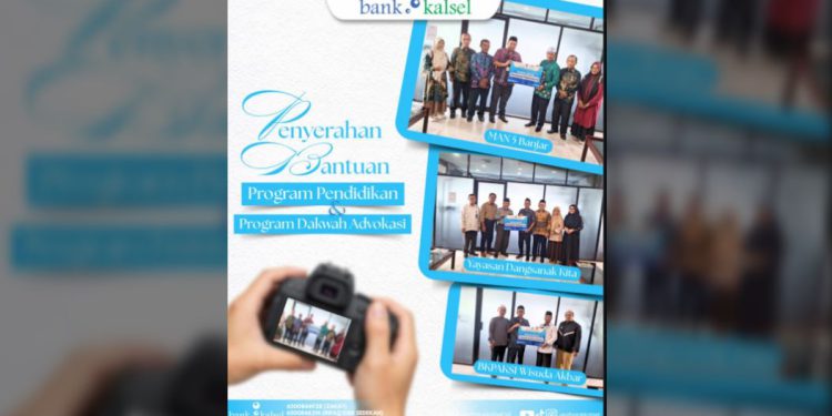 UPZ Bank Kalsel penyerahan bantuan dana program pendidikan dan dakwah advokasi kepada sejumlah pihak penerima. (foto : istimewa)