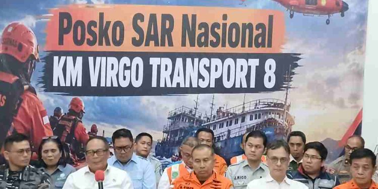 Konfrensi Pers perkembangan proses evakuasi KM Virgo Transport 8. (foto : shn/seputaran)