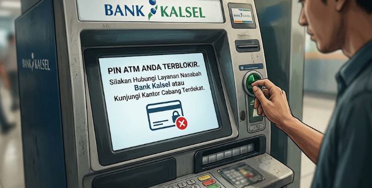 ATM terblokir karena lupa Pin ATM. (foto : ilustrasi AI)