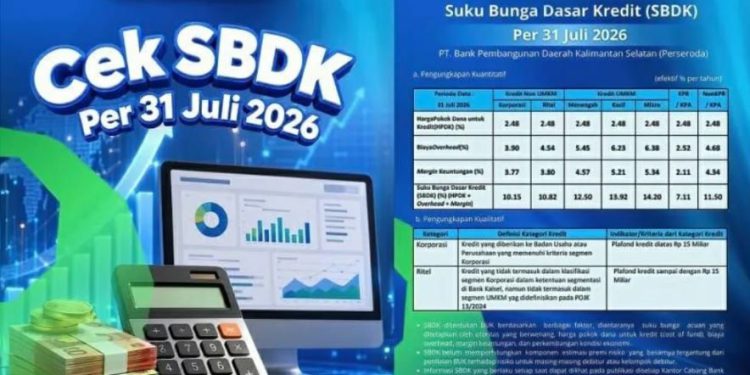 Pengumuman SBDK Bank Kalsel per 31 Juli 2026. (foto : bank kalsel)
