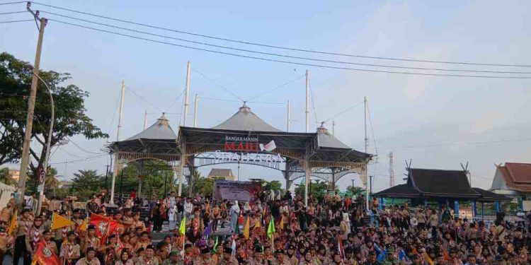 Peringatan Hari Pramuka di Balai Kota Banjarmasin. (foto : shn/seputaran)
